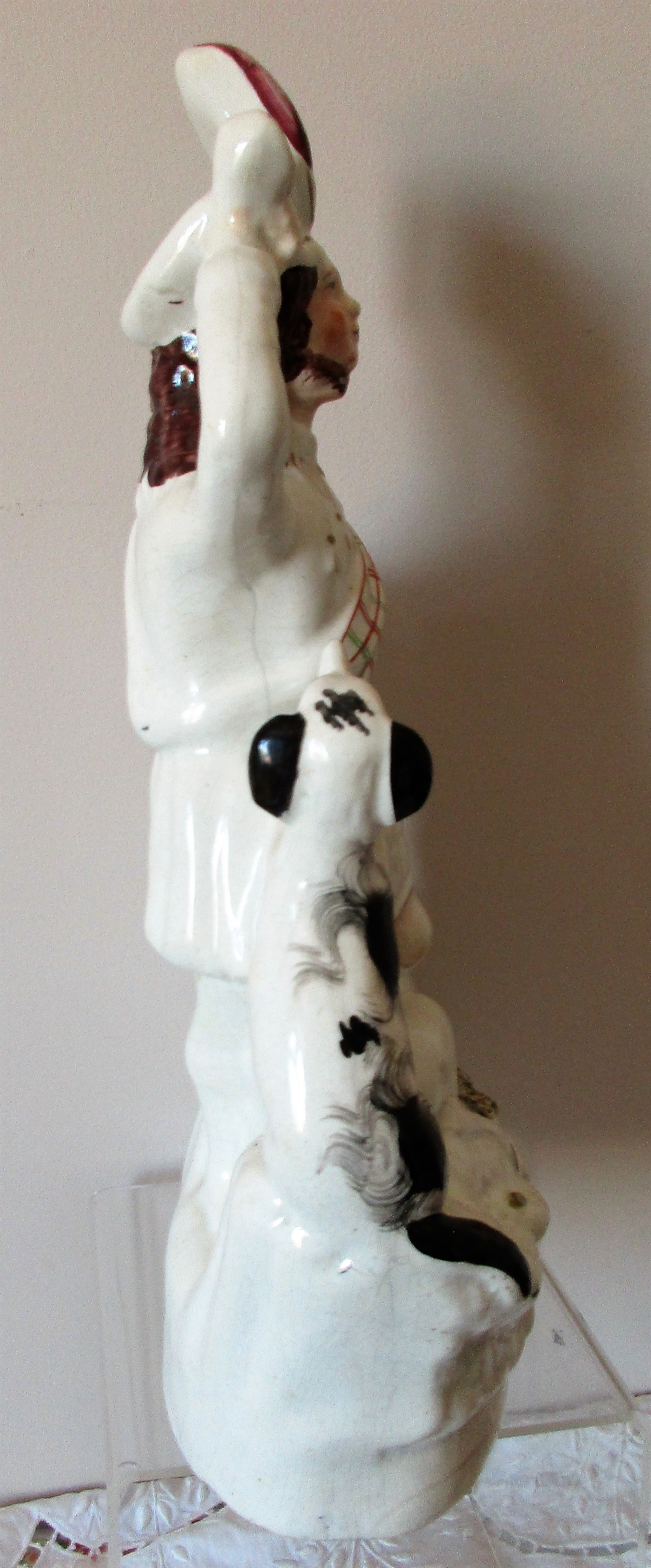 Antique English Victorian Staffordshire Figure ~ "Hunter with Horn" - Image 4